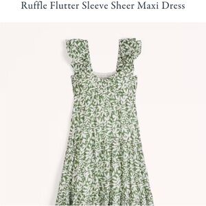 Abercrombie & Fitch Ruffle Flutter Sleeve Green Floral maxi/ Midi Dress S